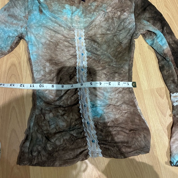 Trixxi S Semi-Sheer Beaded Bohemian Bell Sleeve Top - Picture 3 of 6